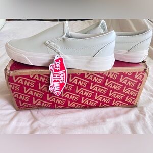 Women’s Vans Classic Leather Slip-On Mint Size 8 NEW